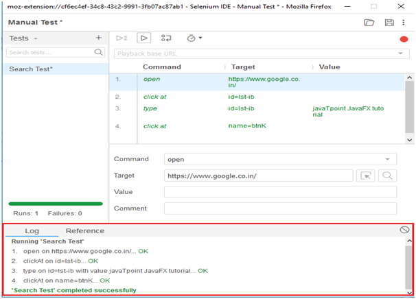 IDE-Creating Test Cases Manually