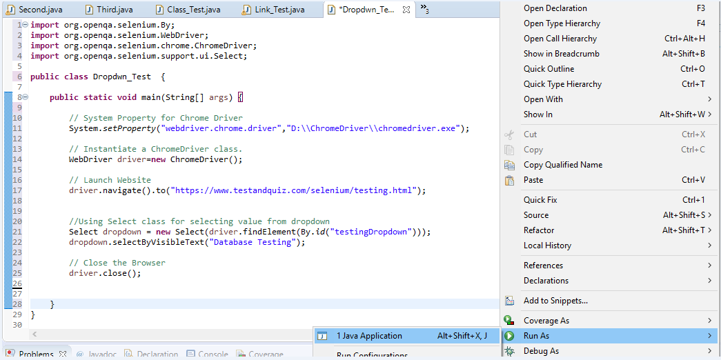 Selenium WebDriver- Handling drop-downs