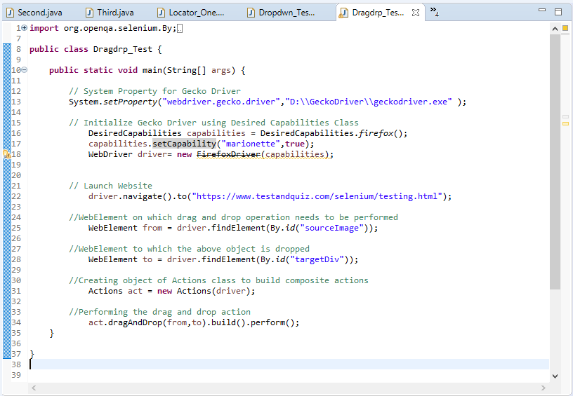 Selenium WebDriver- Drag and Drop