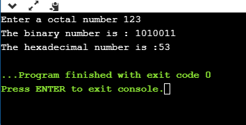 Octal to Hexadecimal in C