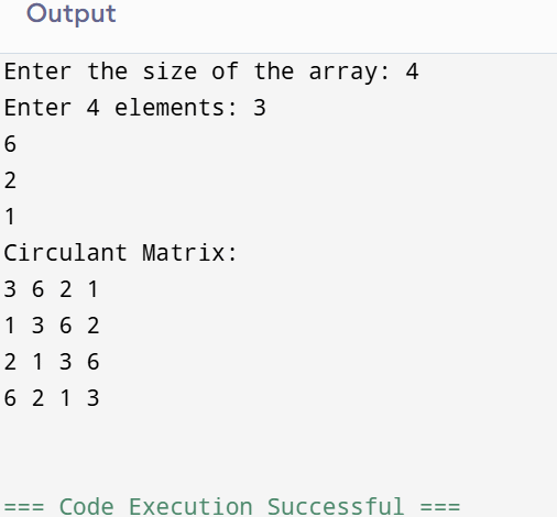 Generate Circulant Matrix from given Array in C++
