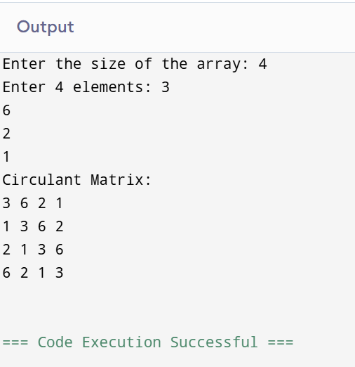 Generate Circulant Matrix from given Array in C++